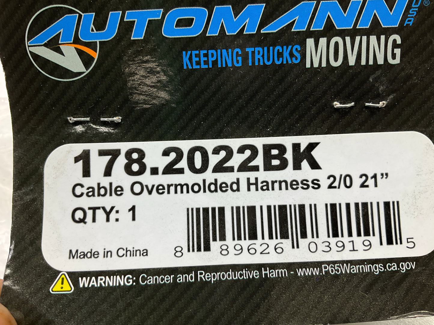 Automann 178.2022BK Four Battery Overmolded Cable, Black 2/0 Wire