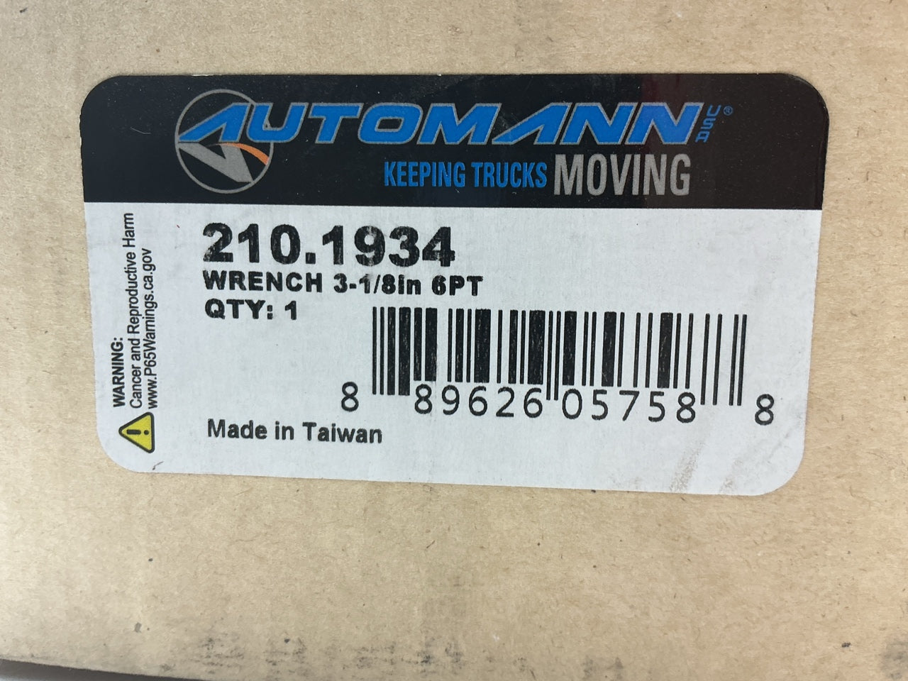 Automann 210.1934 3-1/8'' 6 Point Locknut Wrench Socket