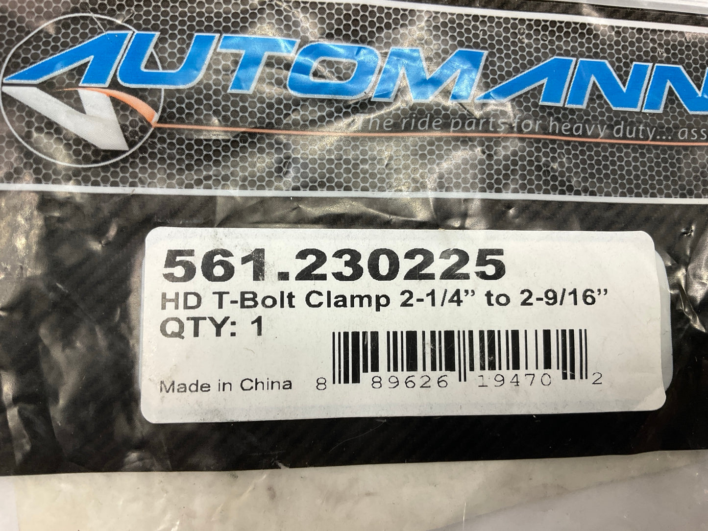 Automann 561.230225-B Heavy Duty T-Bolt Clamp, 2.25''-2.56'' (2-1/4'' To 2-9/16'')