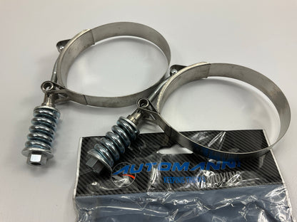 (2) Automann 561.230356 T-Bolt Spring Load Hose Clamp, 3-9/16'' To 3-7/8'' Range