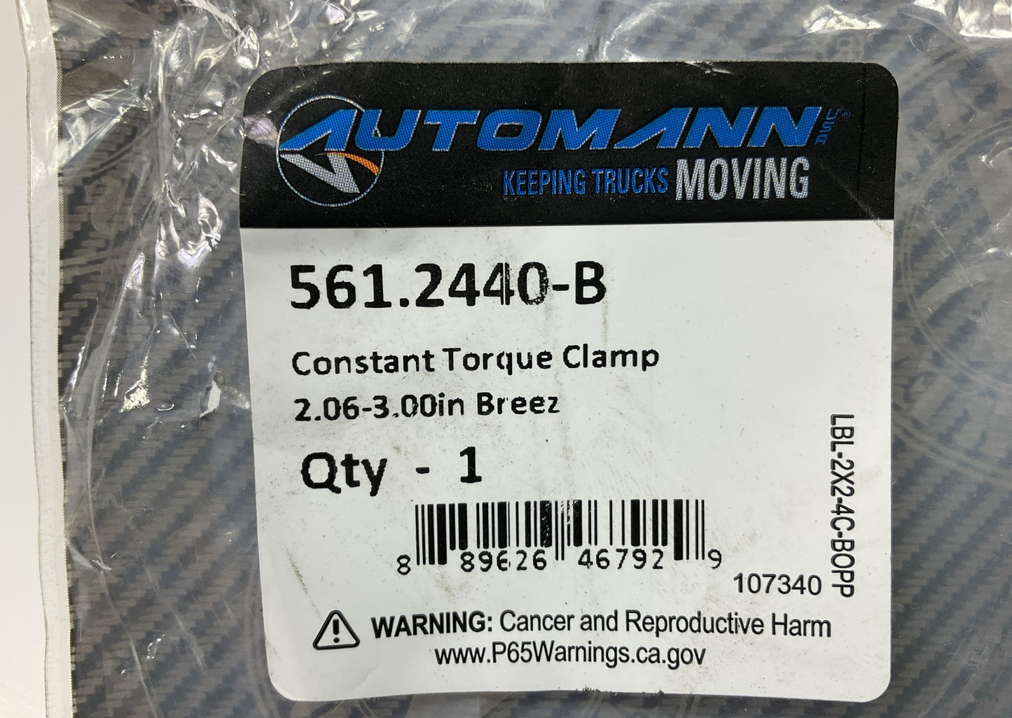Automann 561.2440-B Constant Torque Hose Clamp, 2.06-3.00'' Range