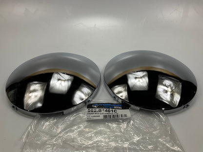 (2) Automann 562.B1401C 4 Notch Front Hub Cap, Chrome, 7/16'' Lip