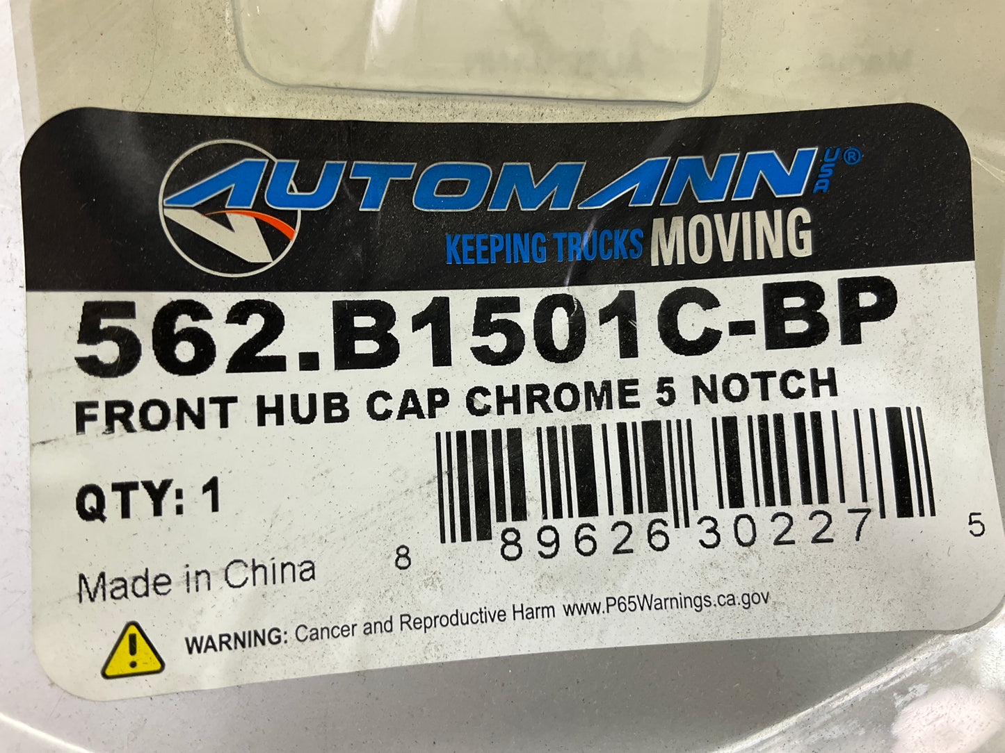 (2) Automann 562.B1501C-BP Front Wheel Hub Caps 5 Notch, Chrome