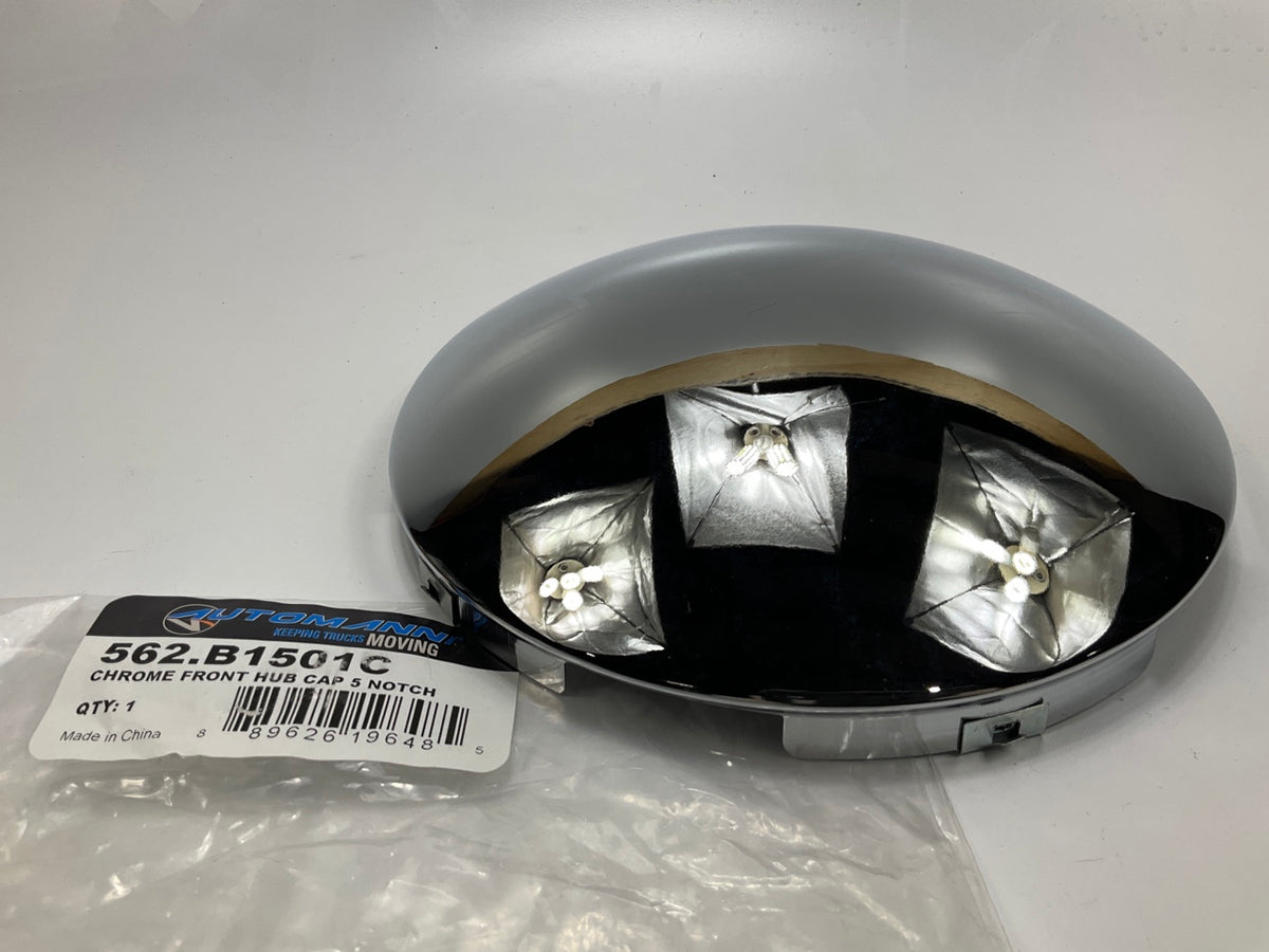 Automann 562-B1501C Front Hub Cap 5 Notch, Chrome