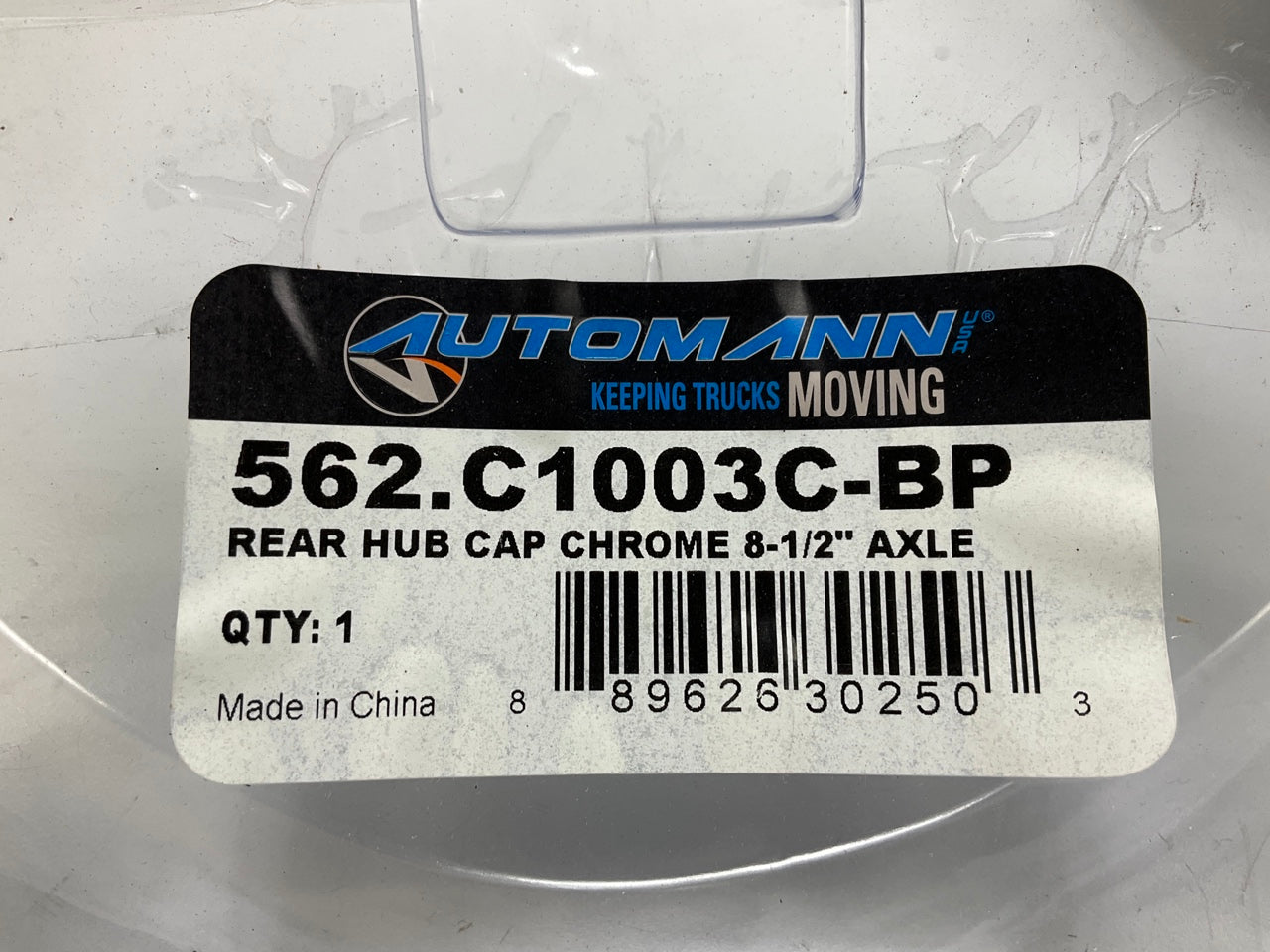 Automann 562.C1003C-BP 8-1/2'' Axle Rear Hub Cap Dome Style Chrome, 3/4'' Stud