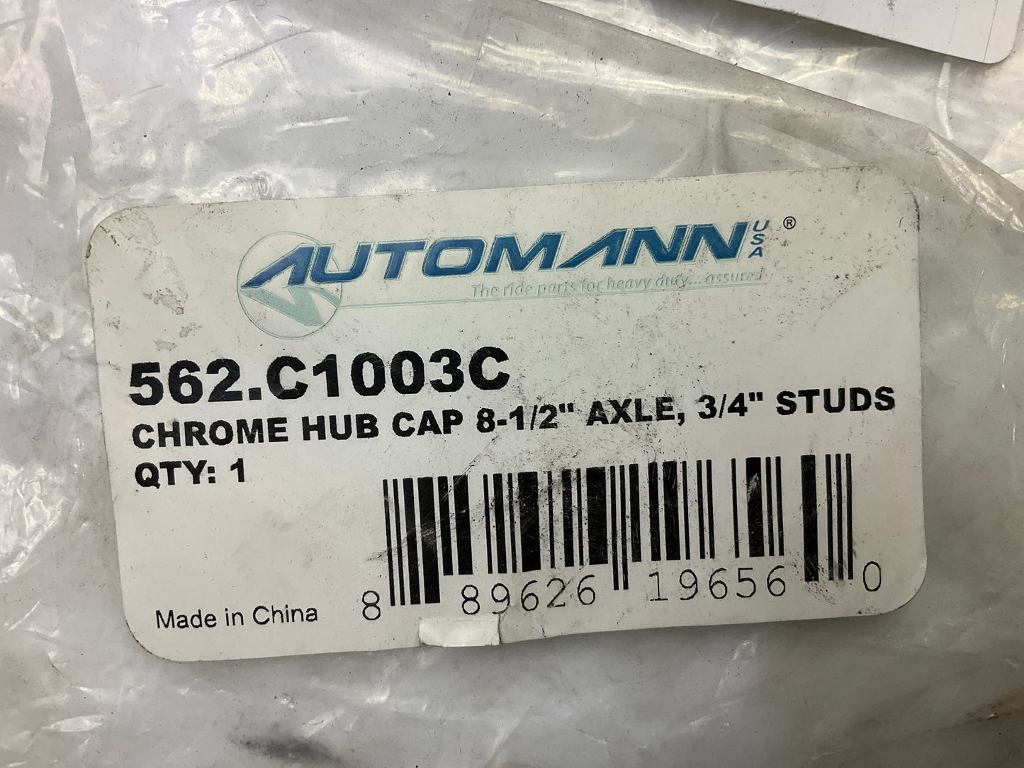Automann 562.C1003C Chrome Rear Hub Cap, 8-1/2'' Axle Dia. For 8 Studs @ 3/4''