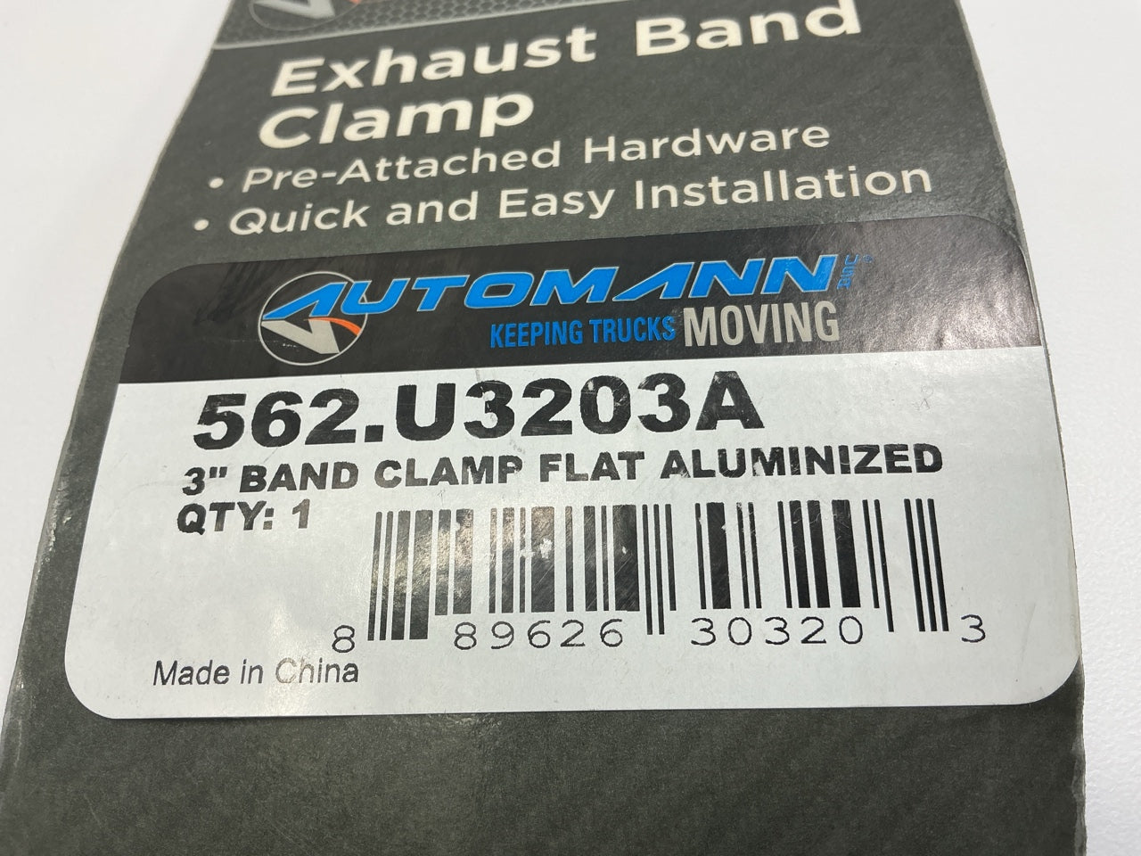 Automann 562.U3203A 3'' Easyseal Aluminized Flat Band Exhaust Clamp