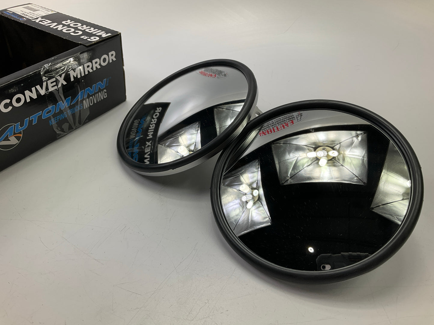 (2) Automann 563.9002 6'' Round Convex Mirror, Stainless Steel, Center Mount