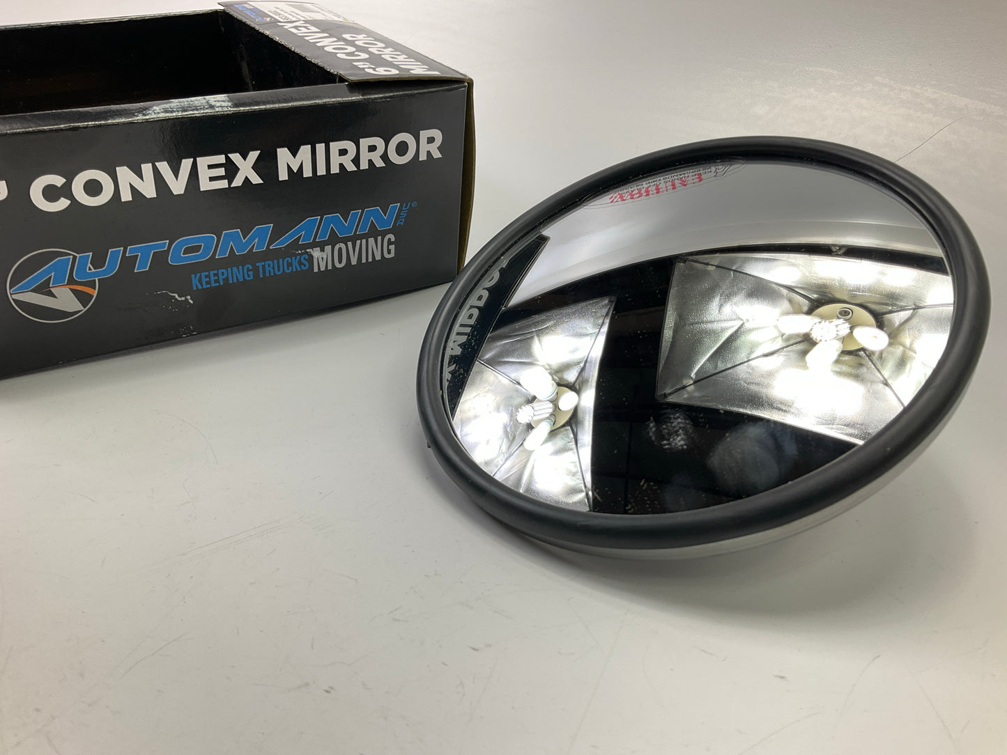 Automann 563.9002 6'' Round Convex Mirror, Stainless Steel, Center Mount