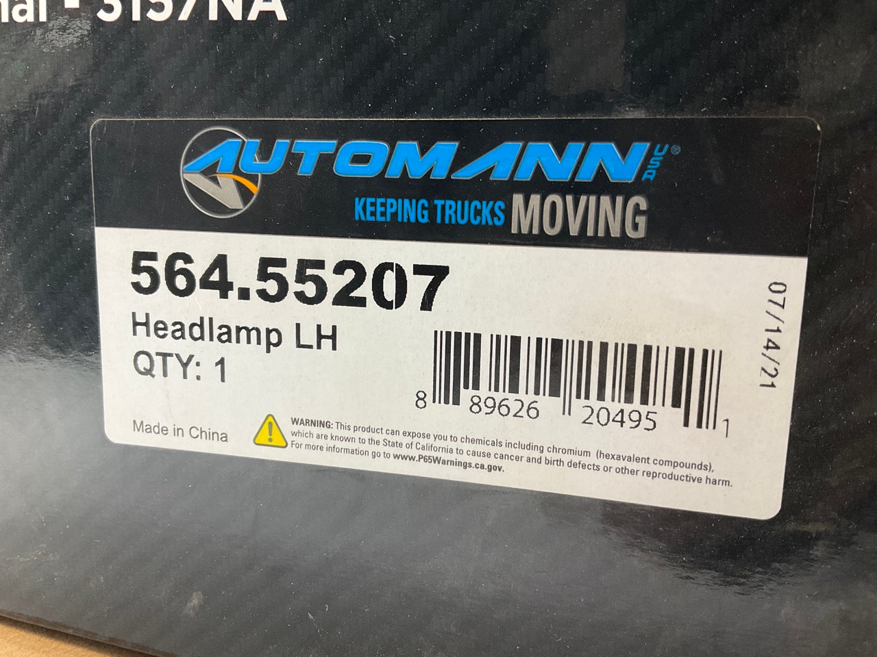 Automann 564.55207 Front Left Headlight Headlamp 2008-2020 International ProStar