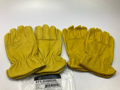 2 Pair - Automann 571.G2005XL Truck Drivers Gloves, Leather, Extra Large XL Size
