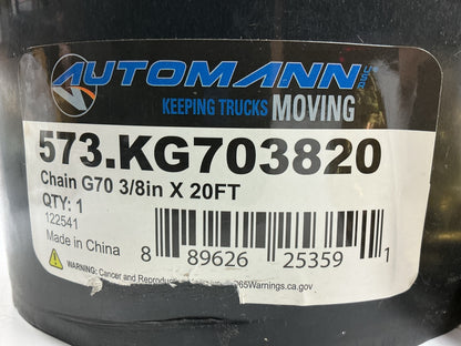 Automann 573.KG703820 Transport Chain, Grade 70, 3/8'' X 20' Feet W/ Clevis Hooks