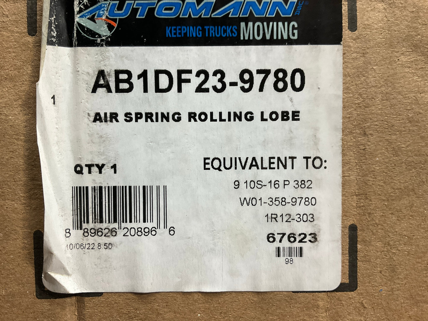 Automann AB1DF23-9780 Air Spring Bag W013-58-9780;  FS9780AG; 1R12303
