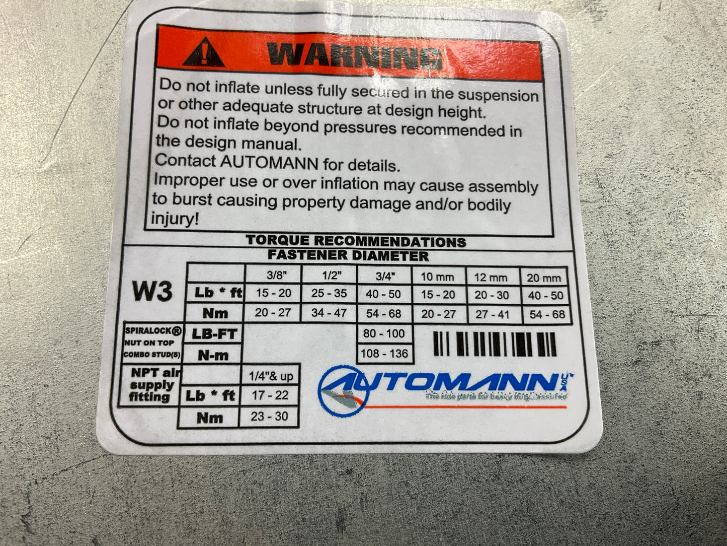 Automann AB1DK20D-9616 Air Spring Bag For Kenworth K-303-16 (Airglide 100)