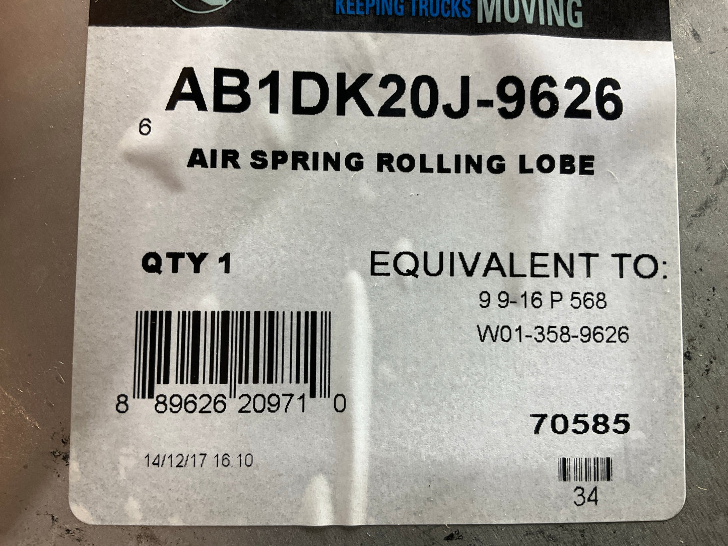 Automann AB1DK20J-9626 Air Spring Bag - Replaces S-23720, W01-358-9626