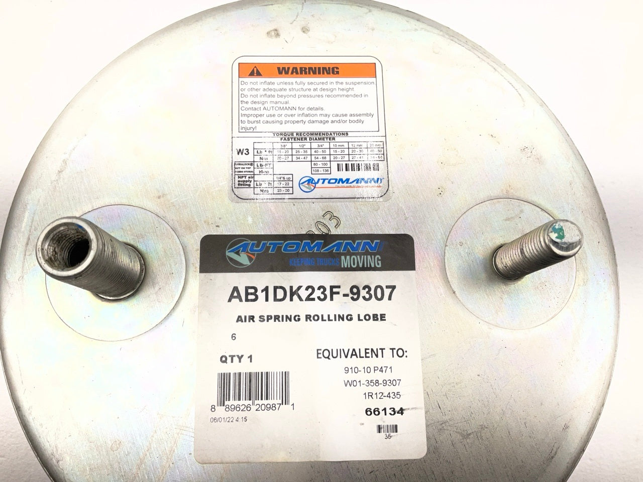 Automann AB1DK23F-9307 Air Spring Bag - Replaces W01-358-9307, 1R12-095