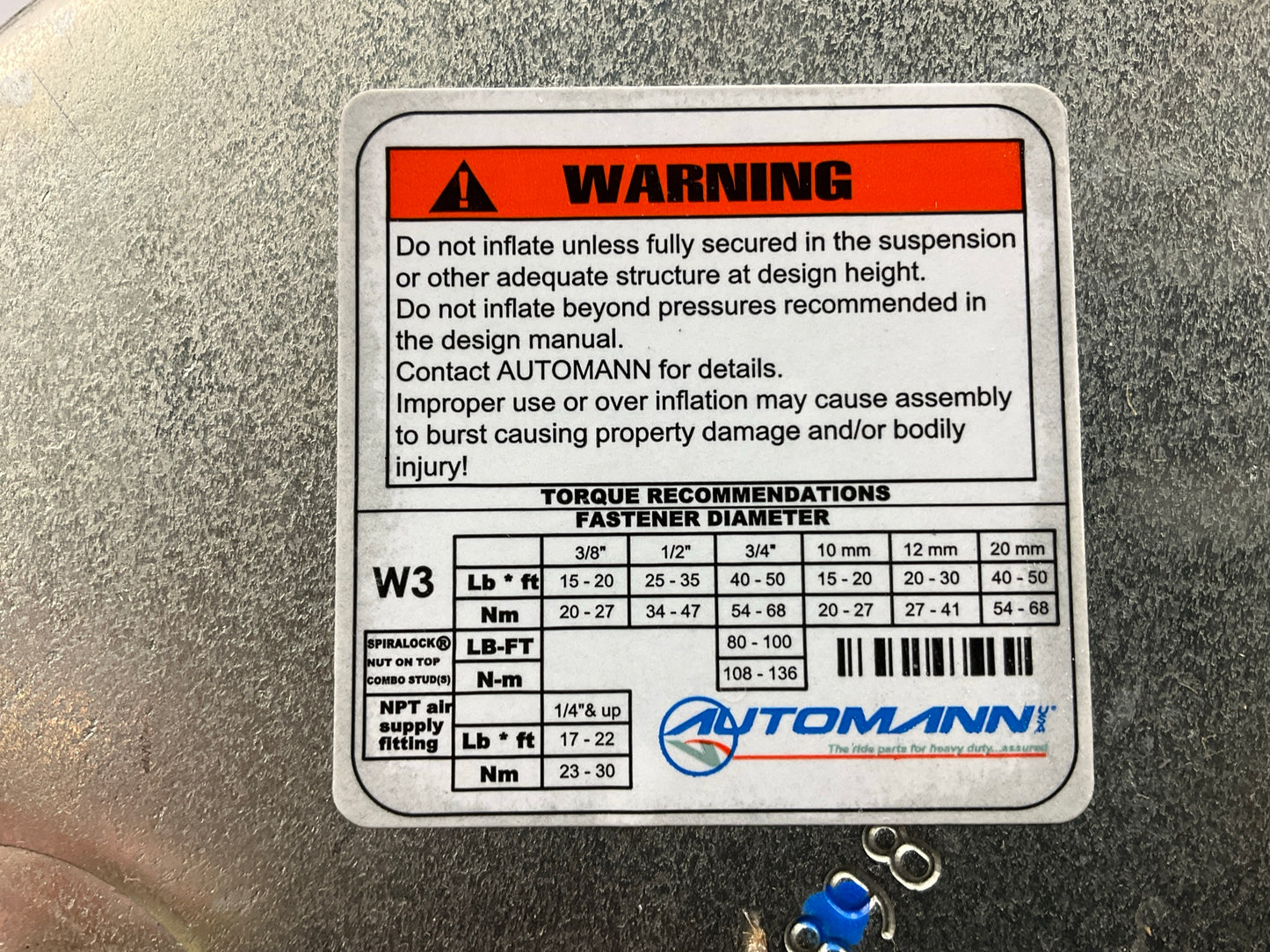 Automann AB1DK23K-P407 Air Spring Bag - Replaces 1R12-090, W01-358-9213