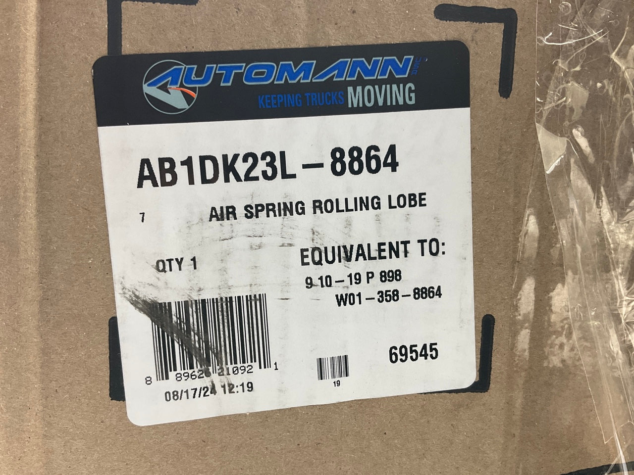 Automann AB1DK23L-8864 Rolling Lobe Air Spring Bag Replaces Goodyear 1R121097