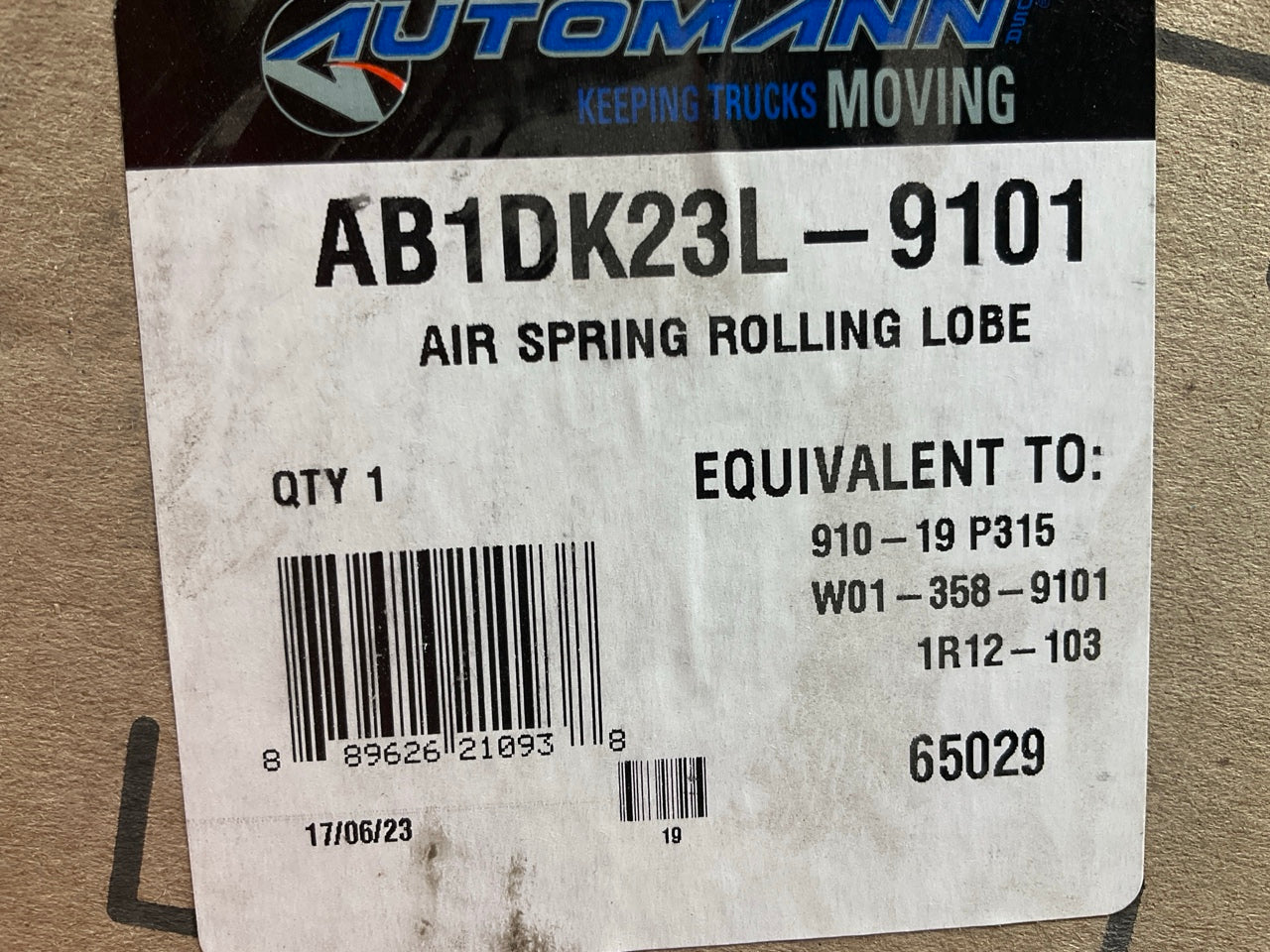 Automann AB1DK23L-9101 Air Spring Bag Replaces W01-358-9101, 1R12-103