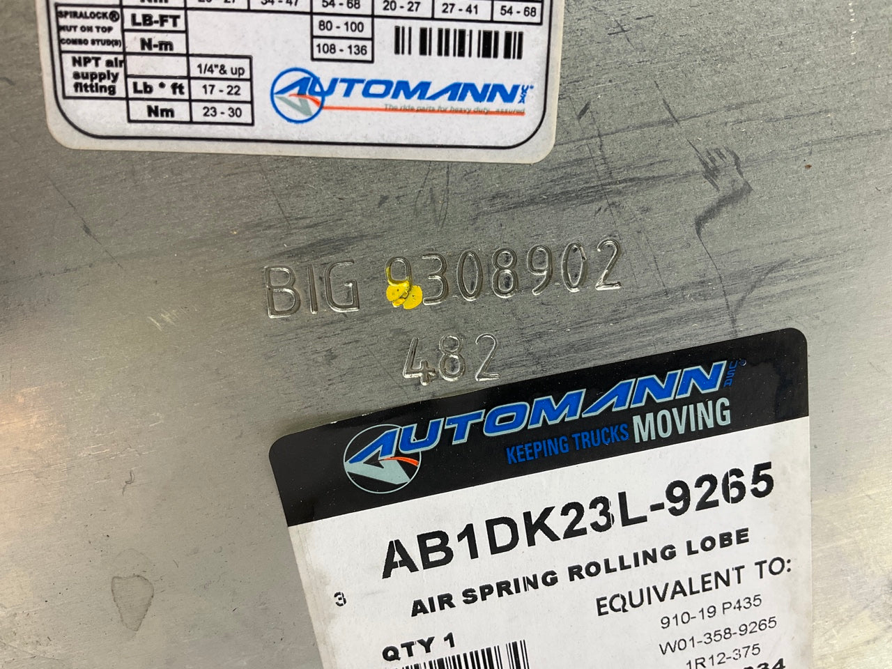 Automann AB1DK23L-9265 Air Spring Bag Replaces  W01-358-9265, 1R12-375, 65034