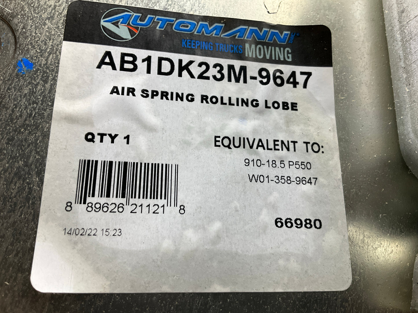 Automann AB1DK23M-9647 Air Spring Bag 57QL417M, W01-358-9647, 58786-2