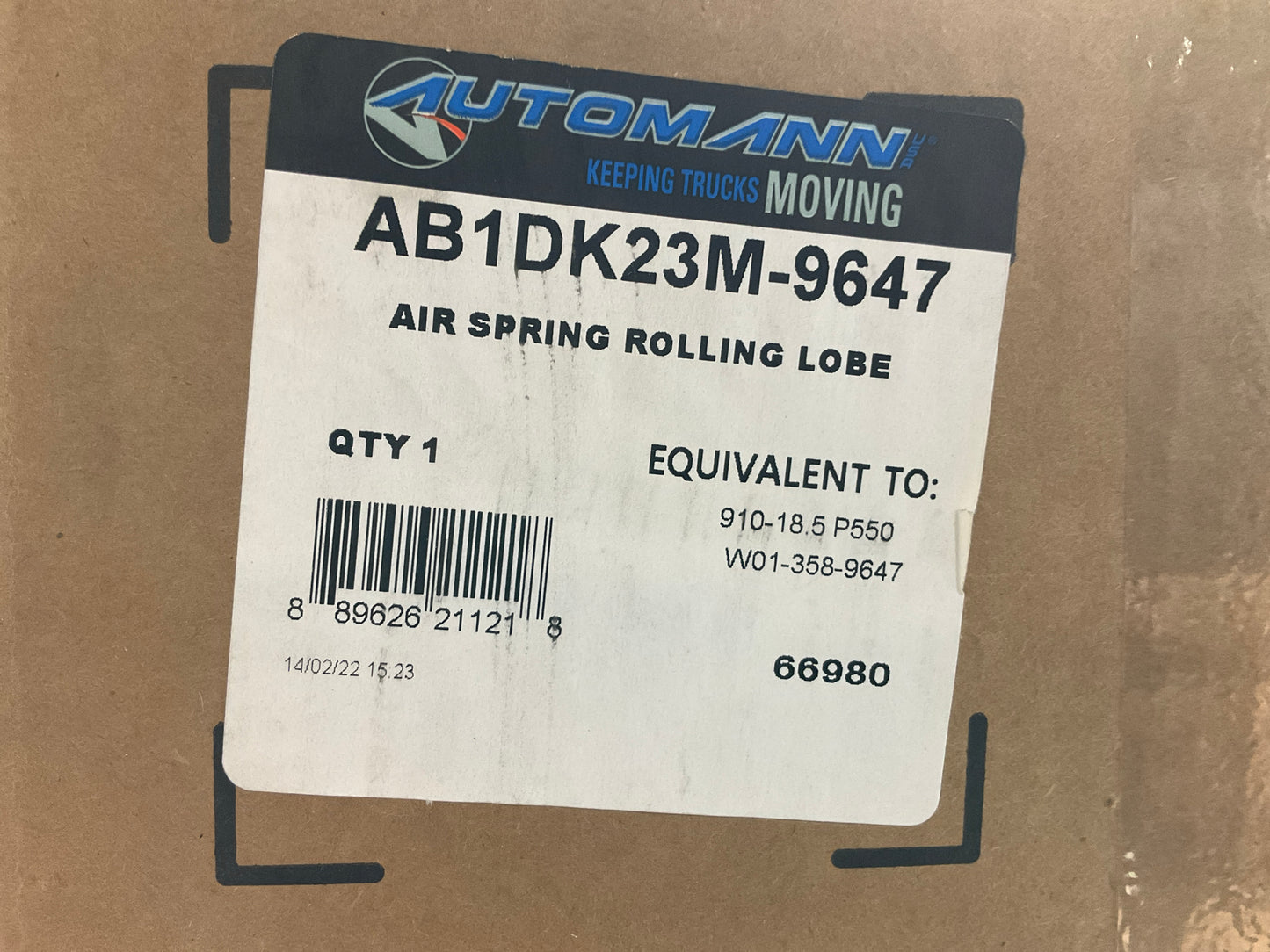 Automann AB1DK23M-9647 Air Spring Bag 57QL417M, W01-358-9647, 58786-2
