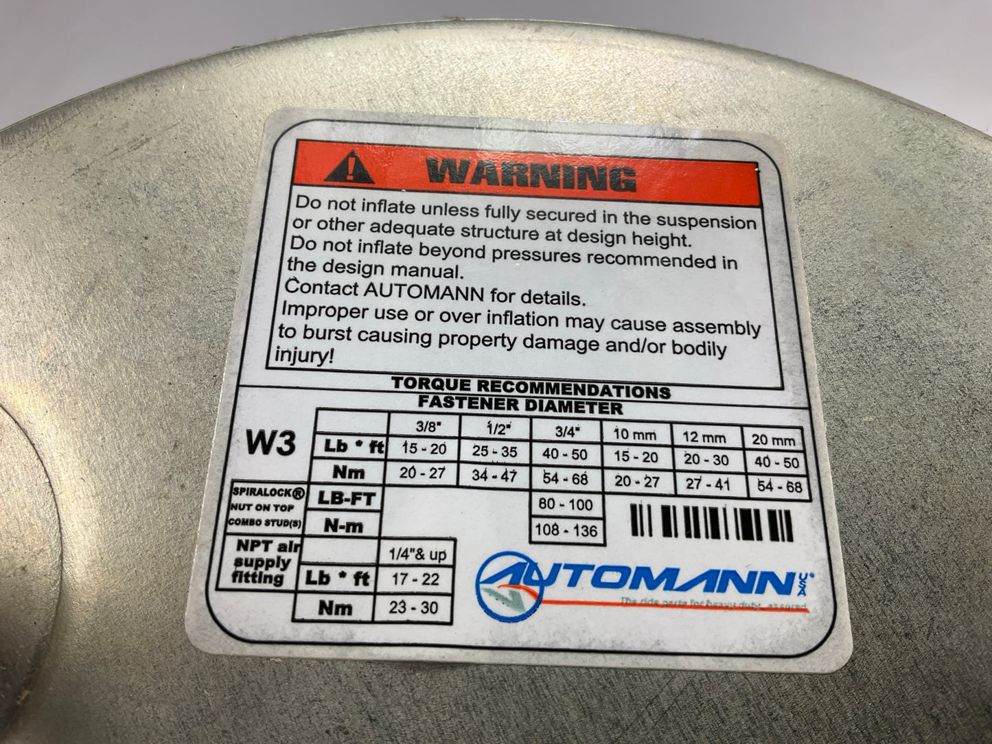 Automann AB1DK23P-9974 Air Spring Bag Replaces W01-358-9974, 1R121048;