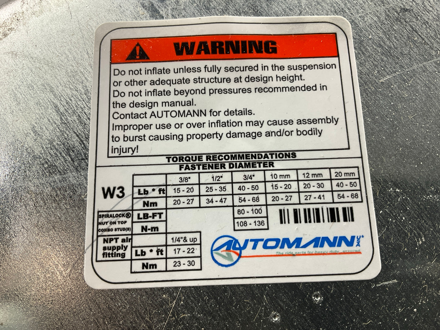 Automann AB1DK23P-A802 Air Spring Bag - 1R12494, W01-358-1096, 1DK23PA802