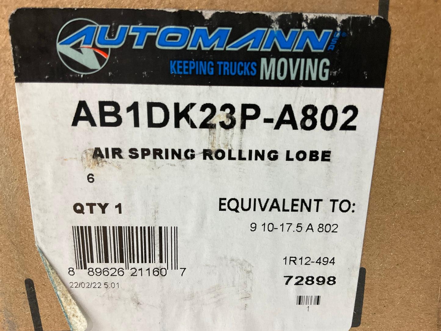 Automann AB1DK23P-A802 Air Spring Bag - 1R12494, W01-358-1096, 1DK23PA802