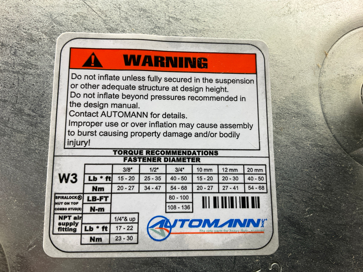 Automann AB1DK25E-8708 Air Spring Bag 1R13-177, W01-358-8708