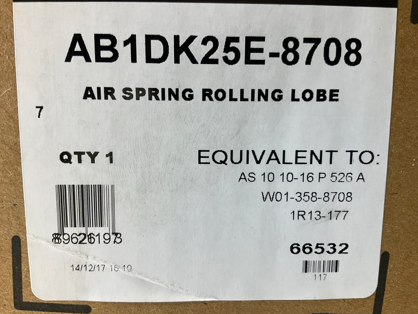Automann AB1DK25E-8708 Air Spring Bag 1R13-177, W01-358-8708