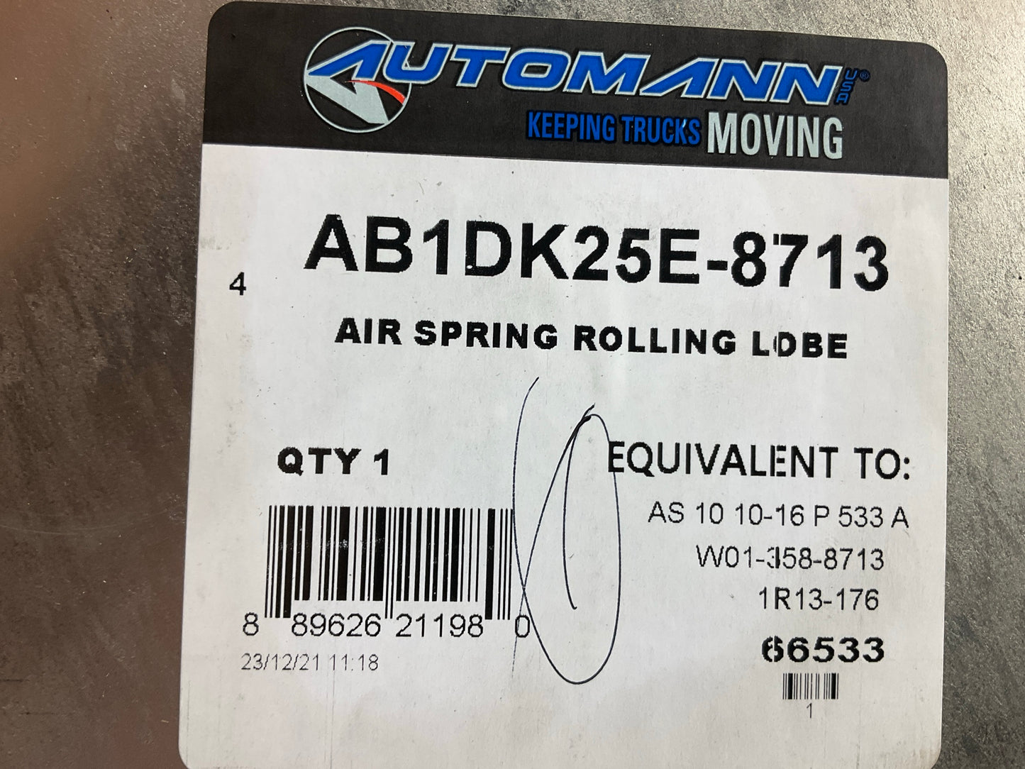 Automann AB1DK25E-8713 Air Spring Bag - W01-358-8713, 1R13-176; 1R13-140