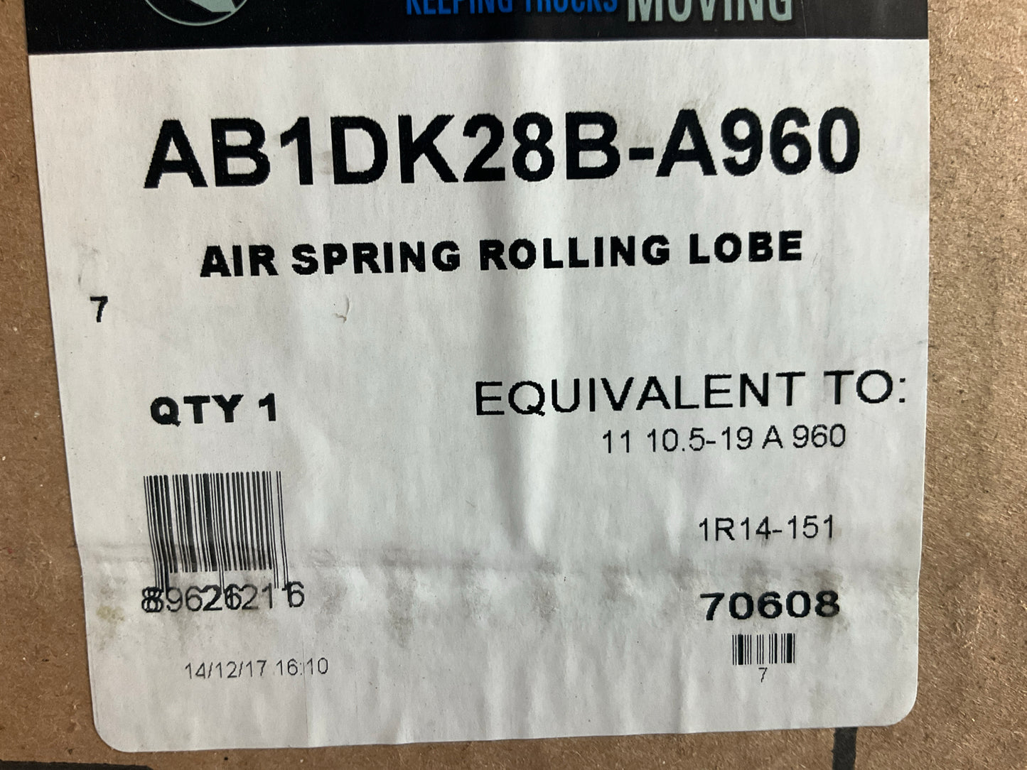Automann AB1DK28B-A960 Air Spring Bag - Replaces W01-358-9804, 1R14-151