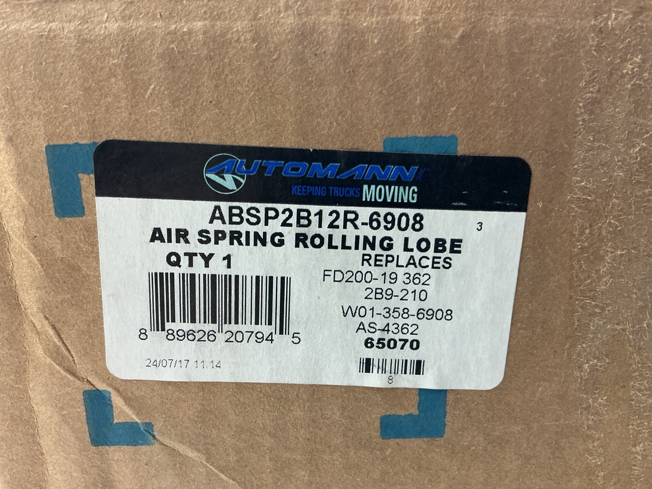 Automann ABSP2B12R-6908 Air Spring Bag - Replaces 2B9-210, W01-358-6908