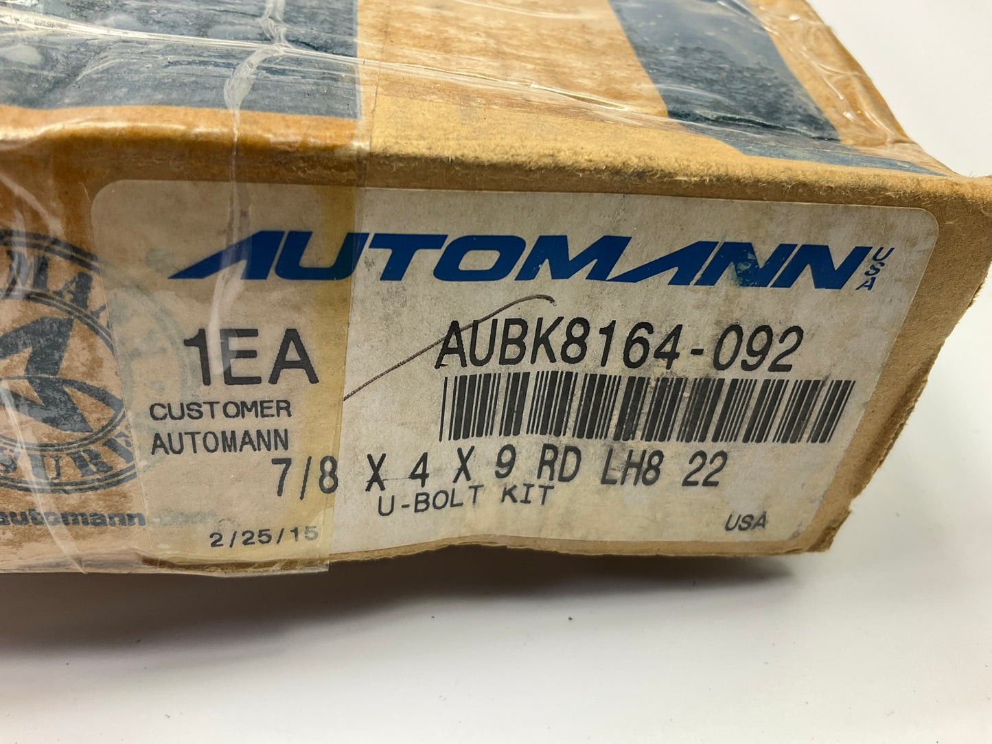 Automann AUBK8164-092 FLA U-Bolt Kit, Round, 7/8 In. X 4'' X 9-1/4''