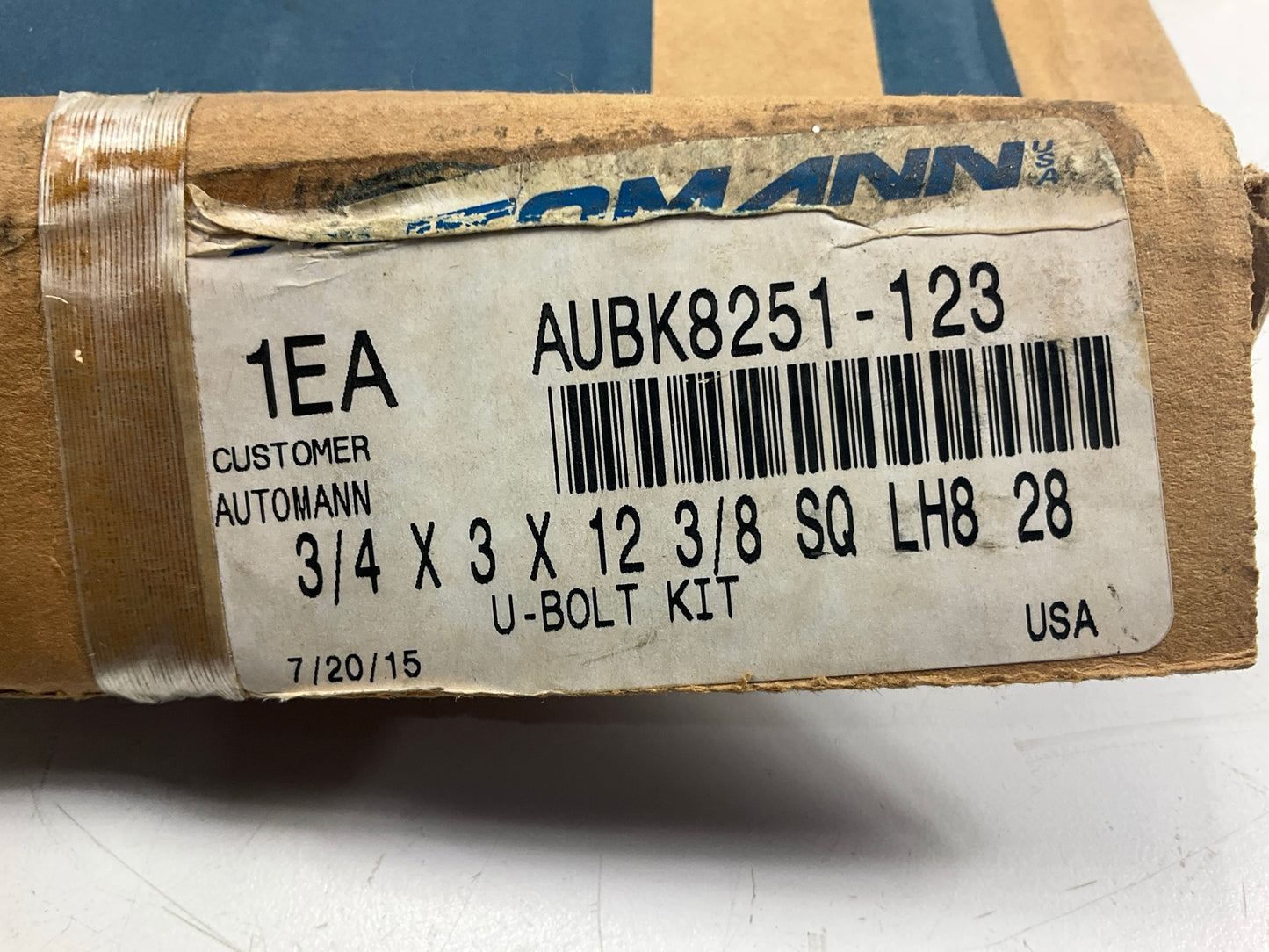 Automann AUBK8251-123 U-Bolt Kit, Square, 3/4'' X 3'' X 12-3//8''