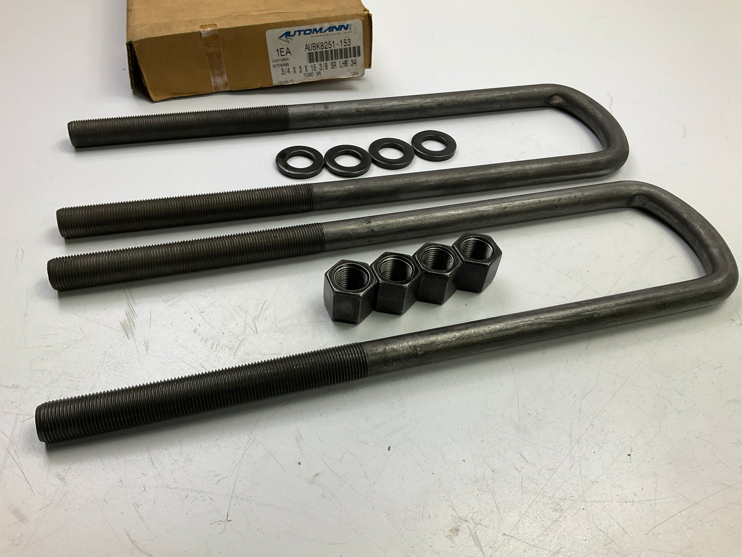 Automann AUBK8251-153 U-Bolt Kit, Square, 3/4'' X 3'' X 15-3/8''