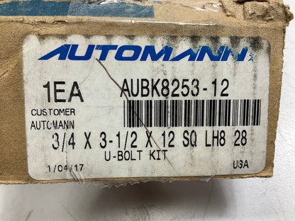 Automann AUBK8253-12 Square Bend U-Bolt Kit, 3/4'' X 3-1/2'' X 12''