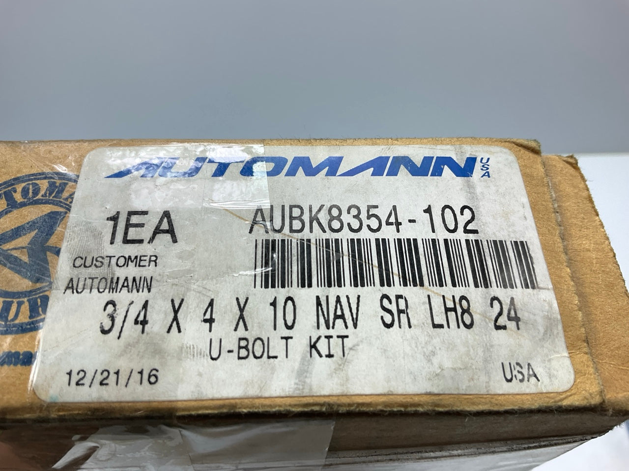 Automann AUBK8354-102 Semi-Round U-Bolt Kit, 3/4'' X 4'' X 10''