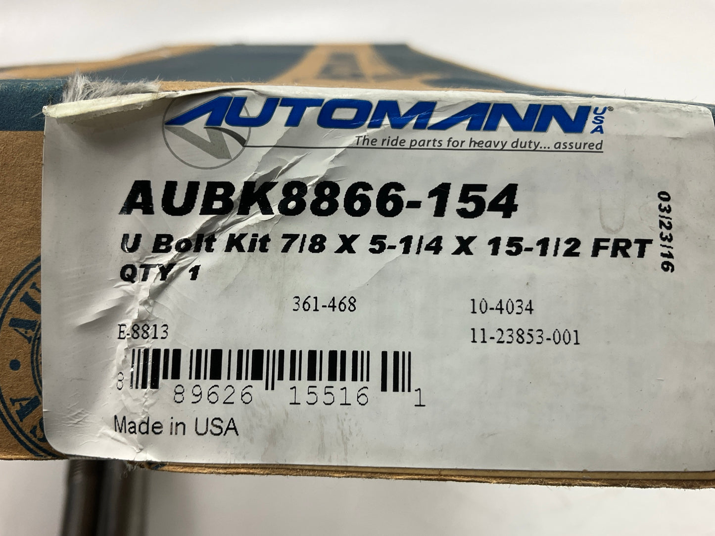 Automann AUBK8866-154 U-Bolt Kit, 7/8'' X 5.25'' X 15.5'' For Freightliner FAS II