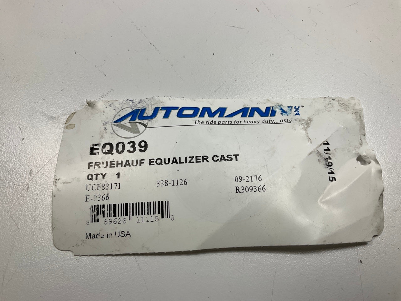 Automann EQ039 Leaf Spring Equalizer Cast Fruehauf, 16.375'' Long, 2'' Bushing