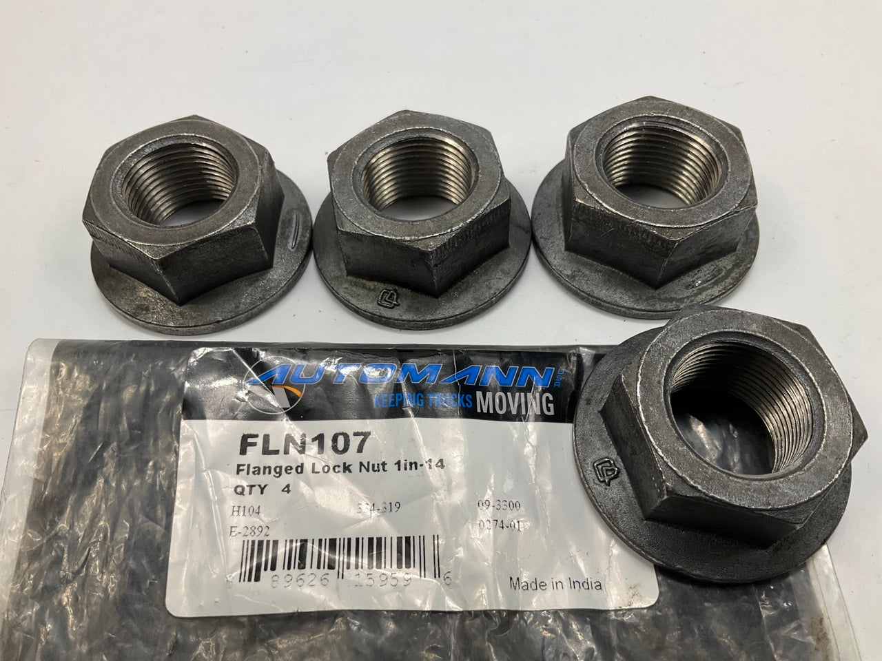 (4) Automann FLN107 Flanged Nut, 1''-14 Thread, 1-7/16'' Hex, 7/8'' Height