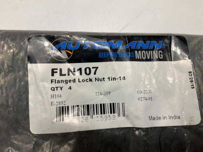 (4) Automann FLN107 Flanged Nut, 1''-14 Thread, 1-7/16'' Hex, 7/8'' Height
