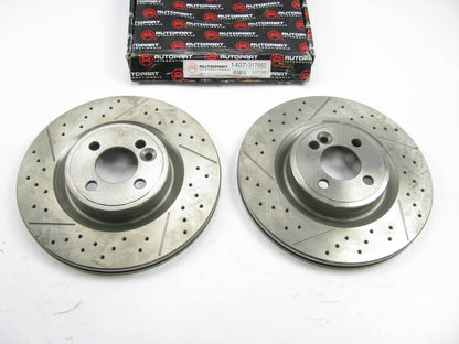 RH & LH Drilled 294mm Slotted Brake Rotors Front For 09-10 Mini Cooper Works