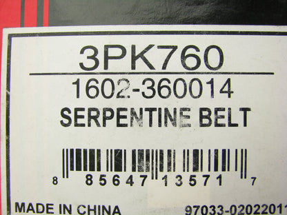 Autopart International 1602-360014 Serpentine Belt - 0.42'' X 30.00'' - 3 Ribs