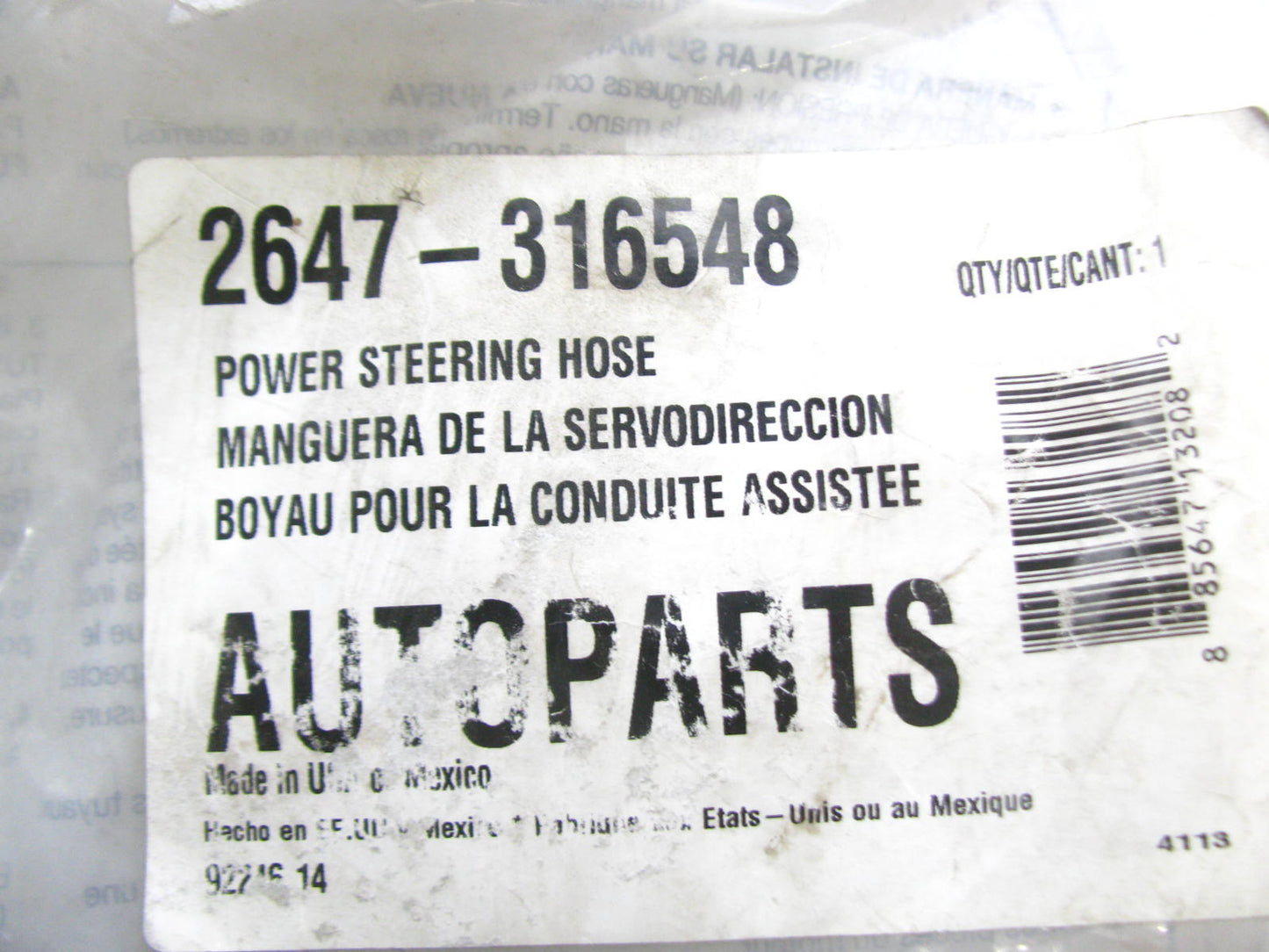 Autopart 2647-316548 Power Steering Pressure Hose For 2002-2004 Hyundai Sonata