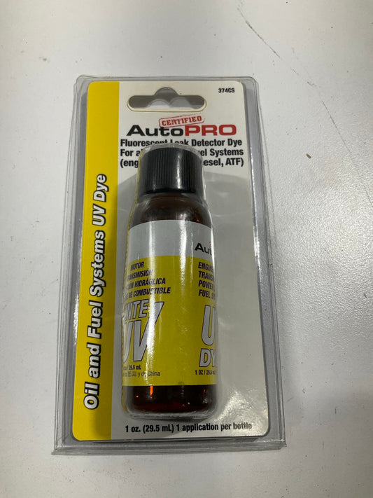 Autopro 374CS Oil And Fuel Systems UV Dye 1 Oz Bottle