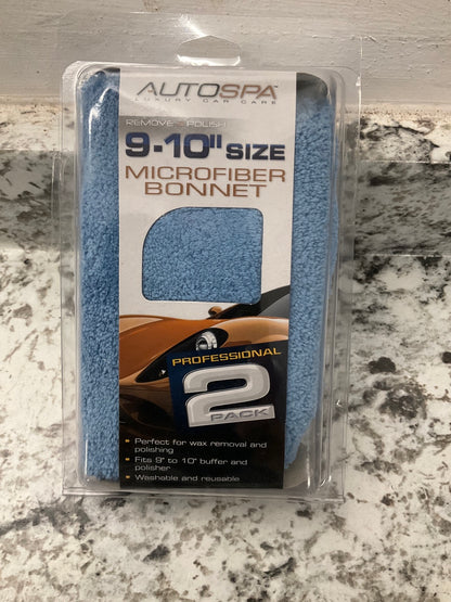 AutoSpa 40408AS Microfiber 9-10 Inch Polishing Buffing Pad Bonnets, Pack Of 2