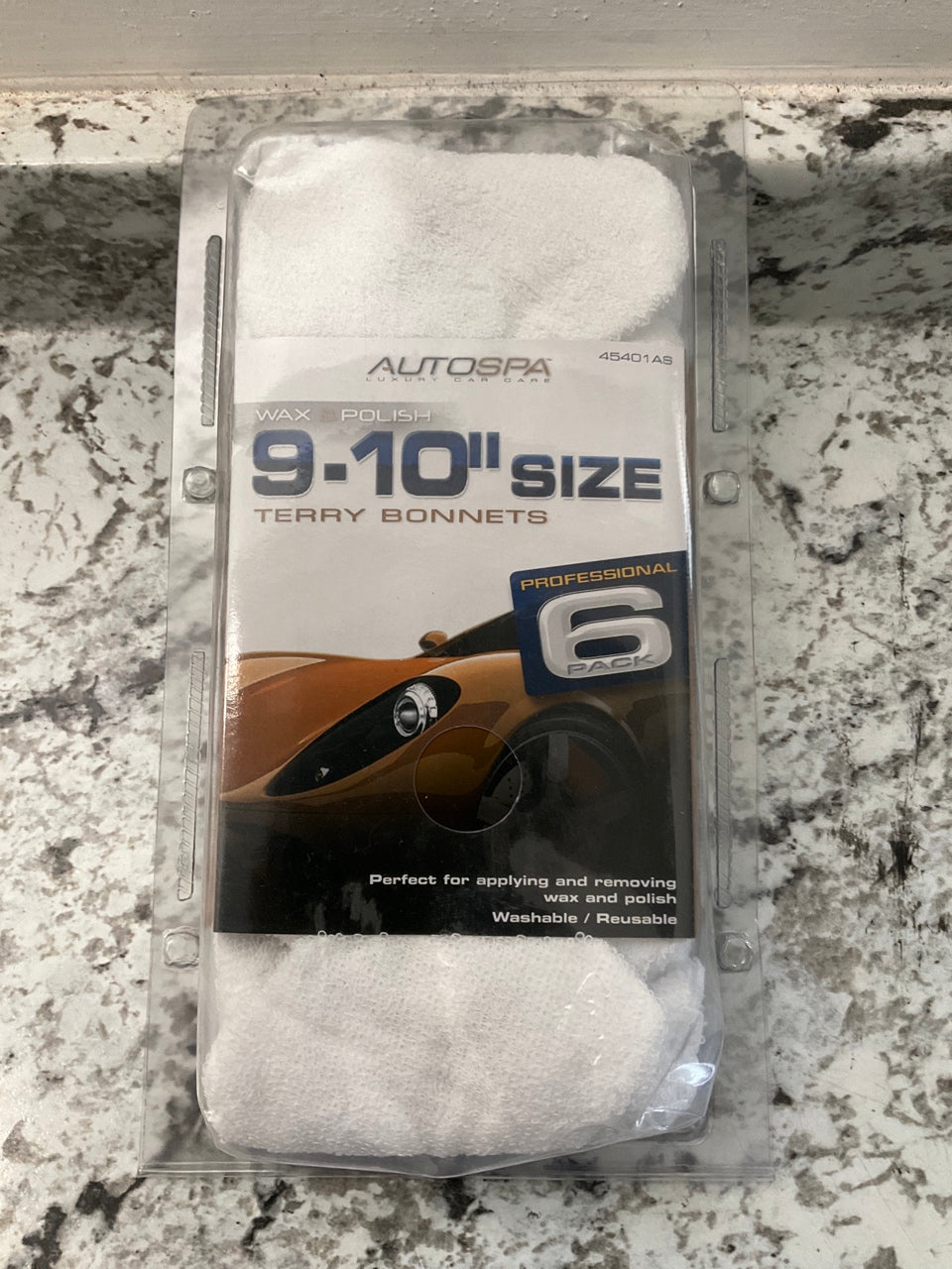 6 PACK AUTOSPA Car Polish Buffing Cotton Bonnet Pads For 9-10'' Buffer & Polisher