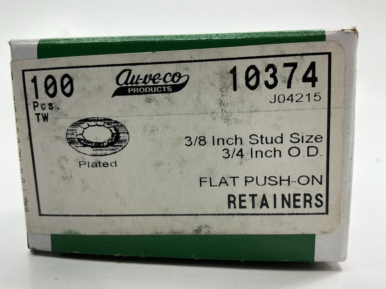 Auveco 10374 3/8'' Stud Flat Push-On Retainers 3/4'' O.D. Qty 100
